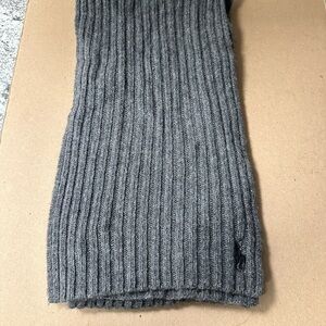 POLO RALPH LAUREN Men grey wool gorpcore career quiet luxury ribbed scarf